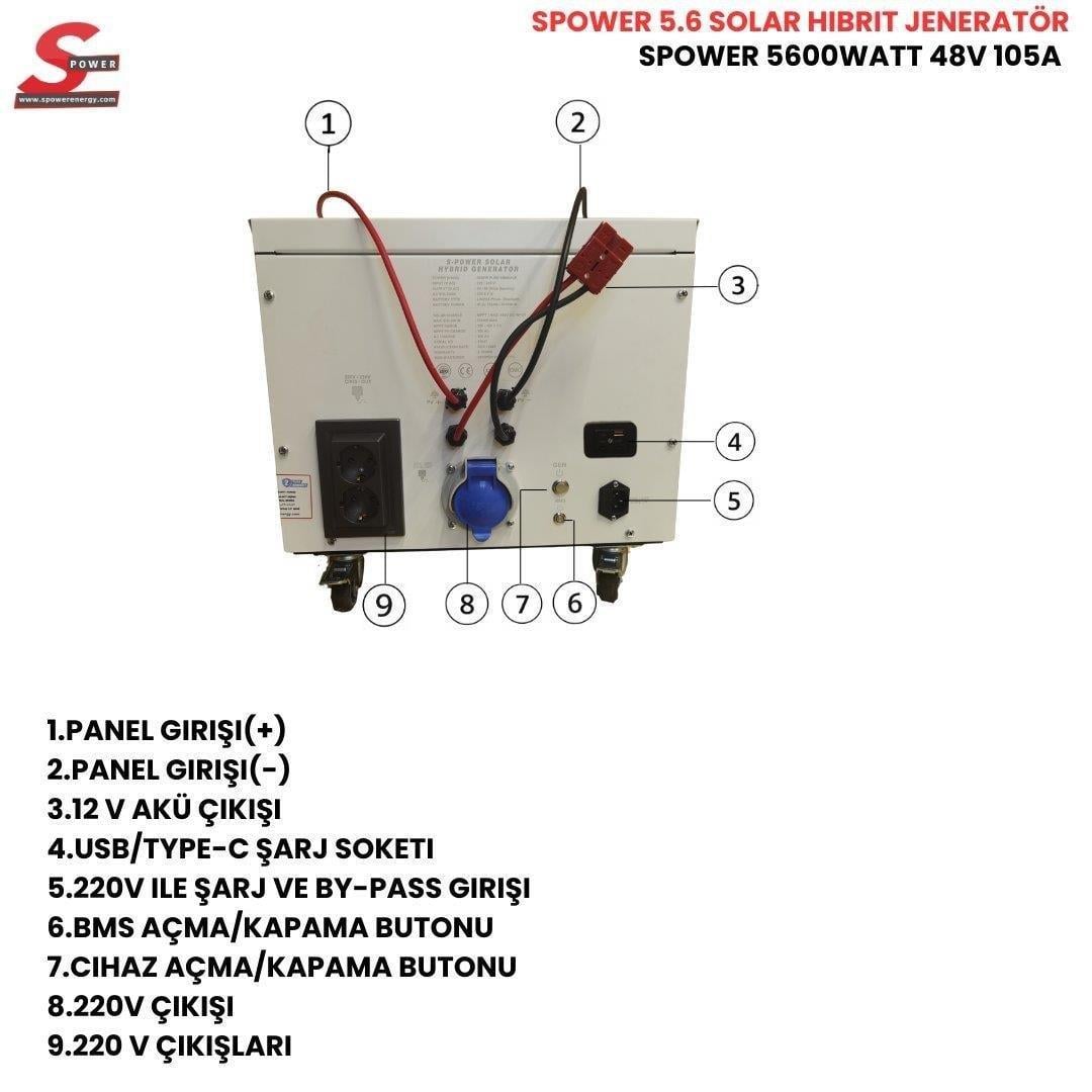 Sg 5.6 5600 watt 48v 105Ah Sekiz Panelli Solar Paket