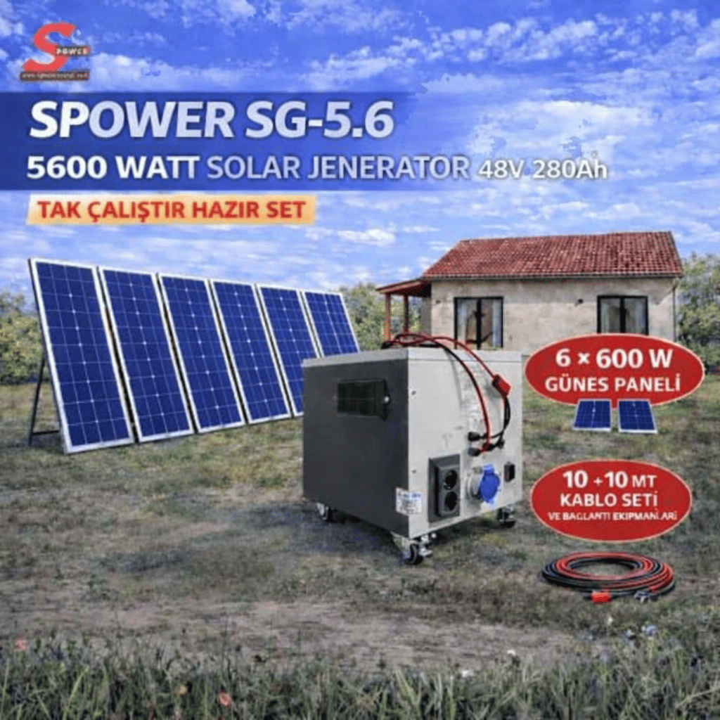 Sg 5.6 5600 watt 48v 280Ah Altı Panelli Solar Paket
