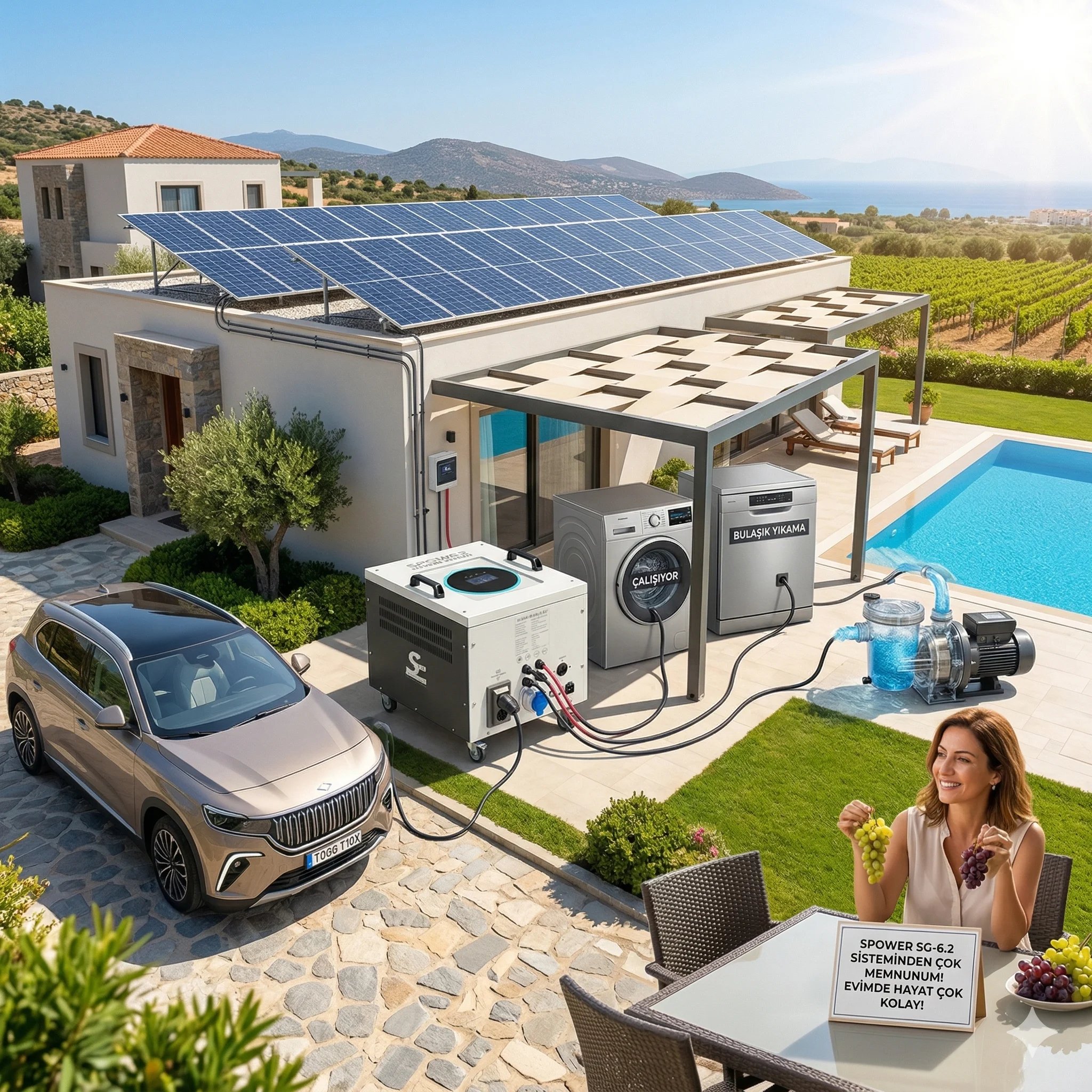 SG-6.2 6200 watt 48v 105Ah Sekiz Panelli Solar  Sistem