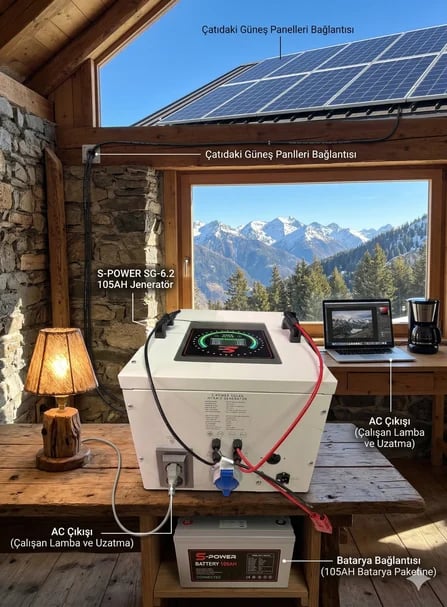 SG-6.2 6200 watt 48v 105Ah Sekiz Panelli Solar  Sistem