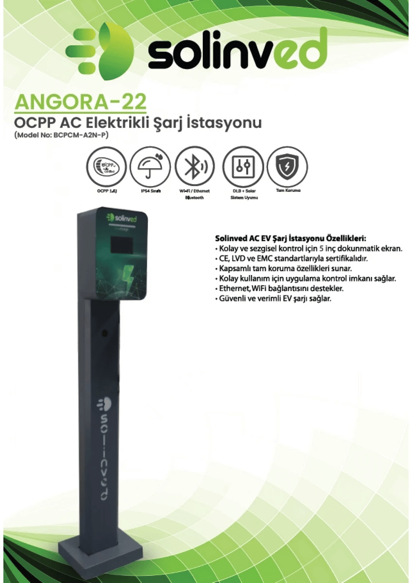 Solinved 22 KW Angora Model AC Charger(OCPP)