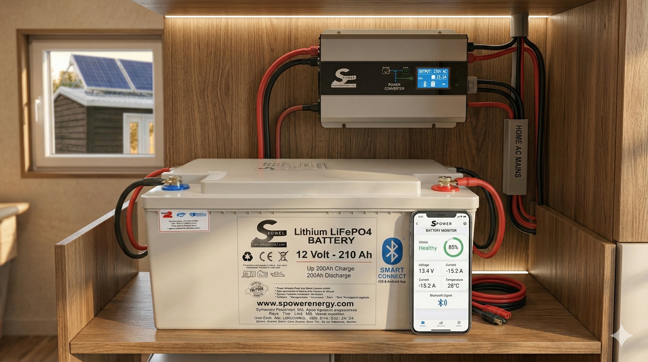 Spower 12V 210AH (12.8V) Lityum Lifepo4 Bluetooth