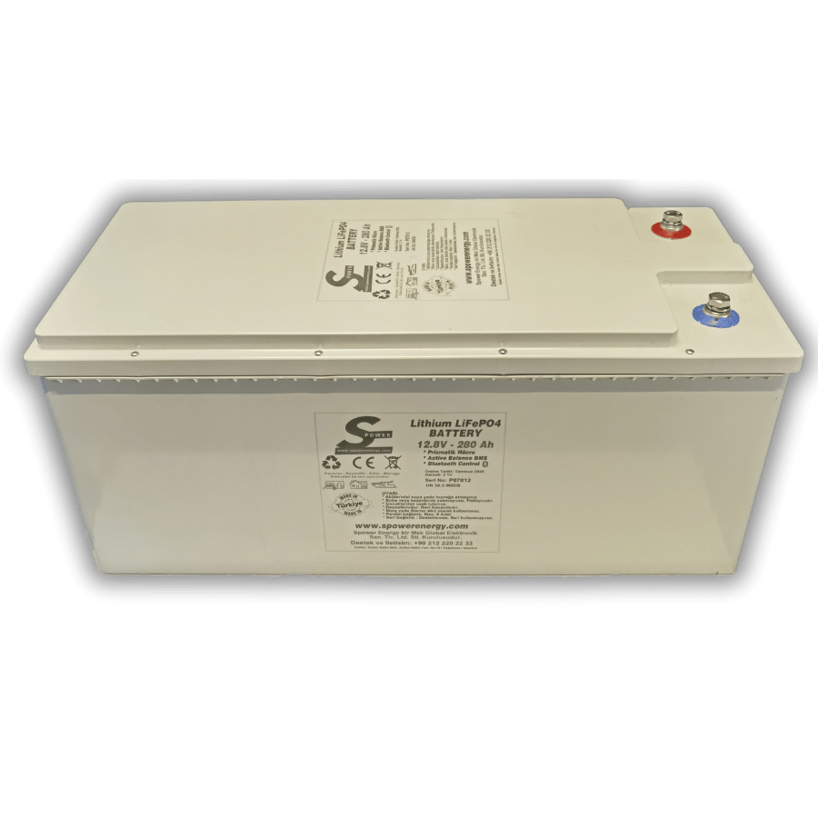 Spower 12V 280AH Lityum Lifepo4 Bluetooth Marin Kasa