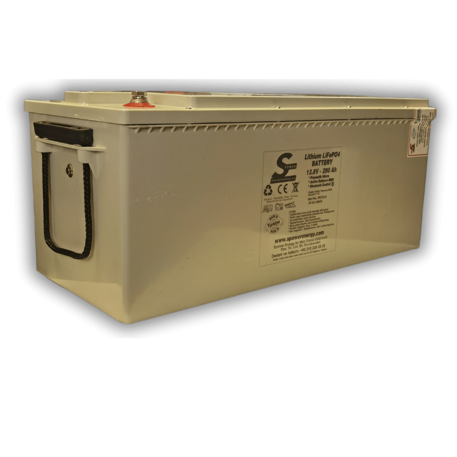 Spower 12V 280AH Lityum Lifepo4 Bluetooth Marin Kasa