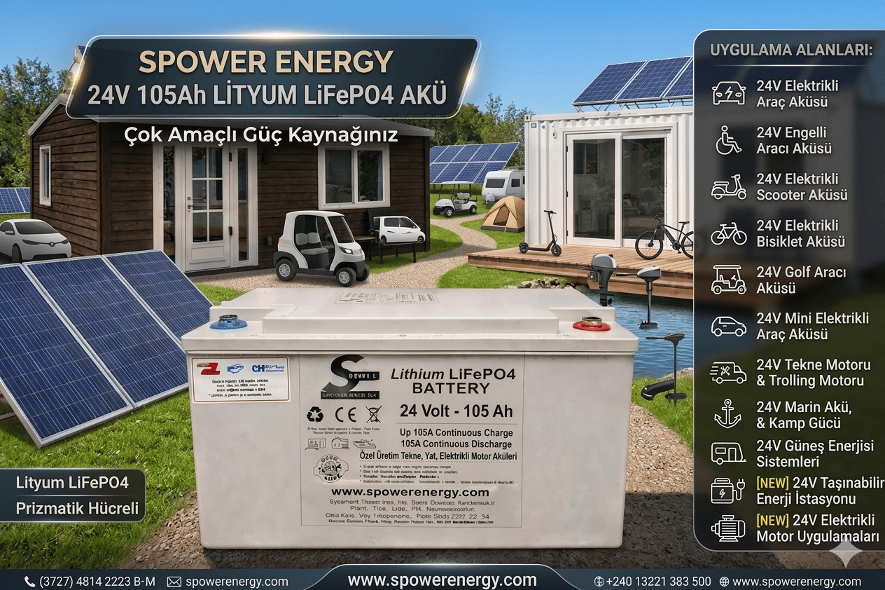 Spower 12V 210AH (12.8V) Lityum Lifepo4 Bluetooth Marin Kasa Karavan ;tekne ve bağ evleri için