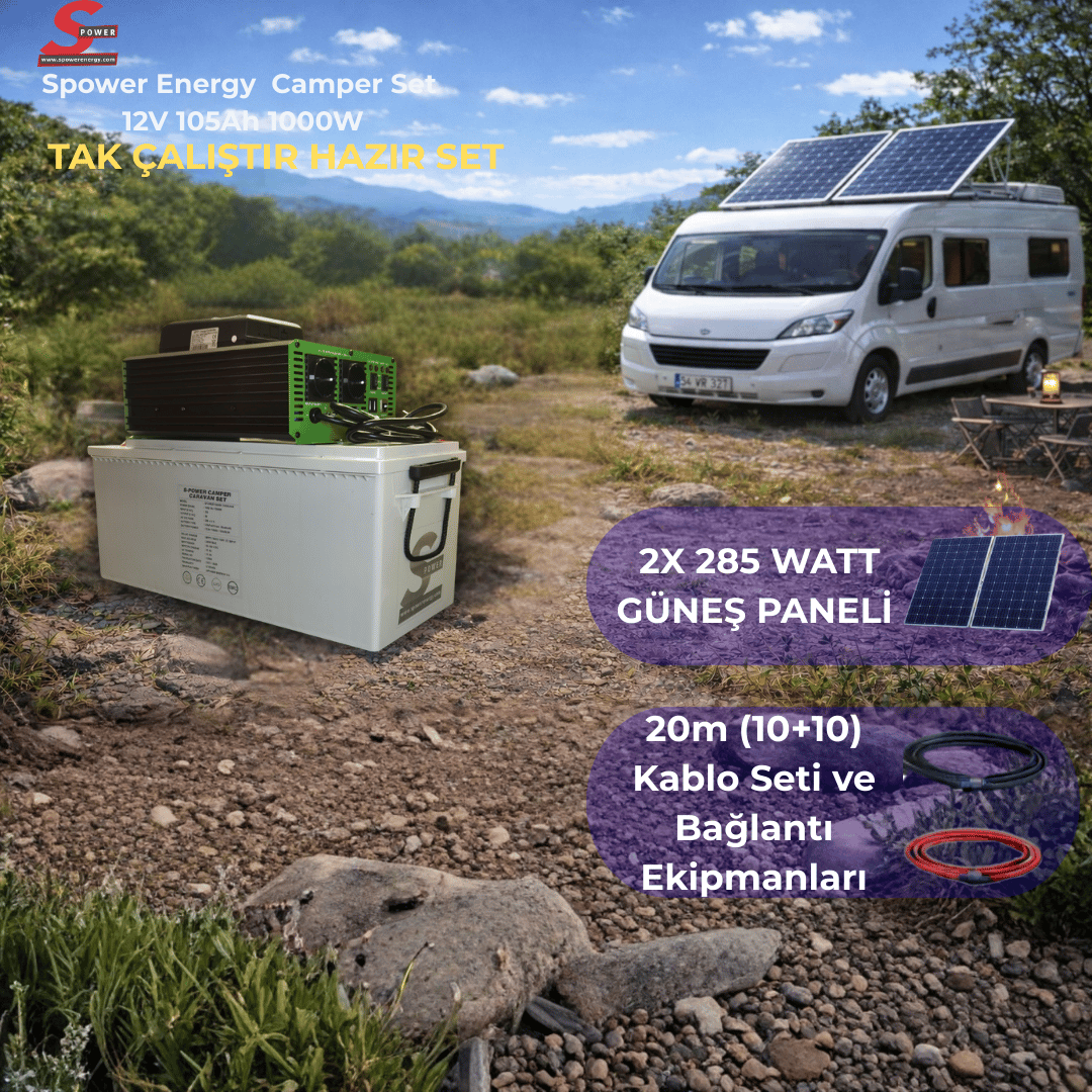 Spower Energy Caravan Set 12V 105Ah 1500 Watt 2 Panelli Solar Paket