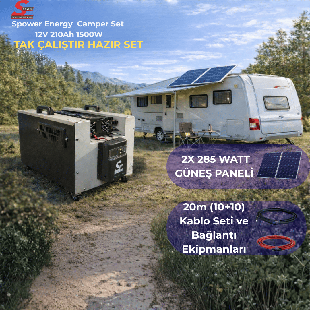 Spower Energy Caravan Set 12V 210Ah 1500 Watt 2 Panelli  Solar Paket