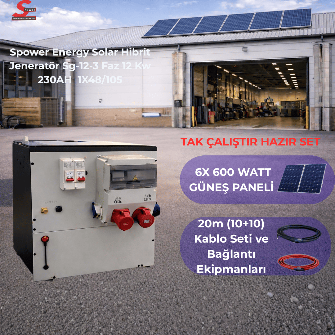 Spower Energy Solar Hibrit Jeneratör Sg-12-3 Faz 12 Kw 230AH 1X48/105