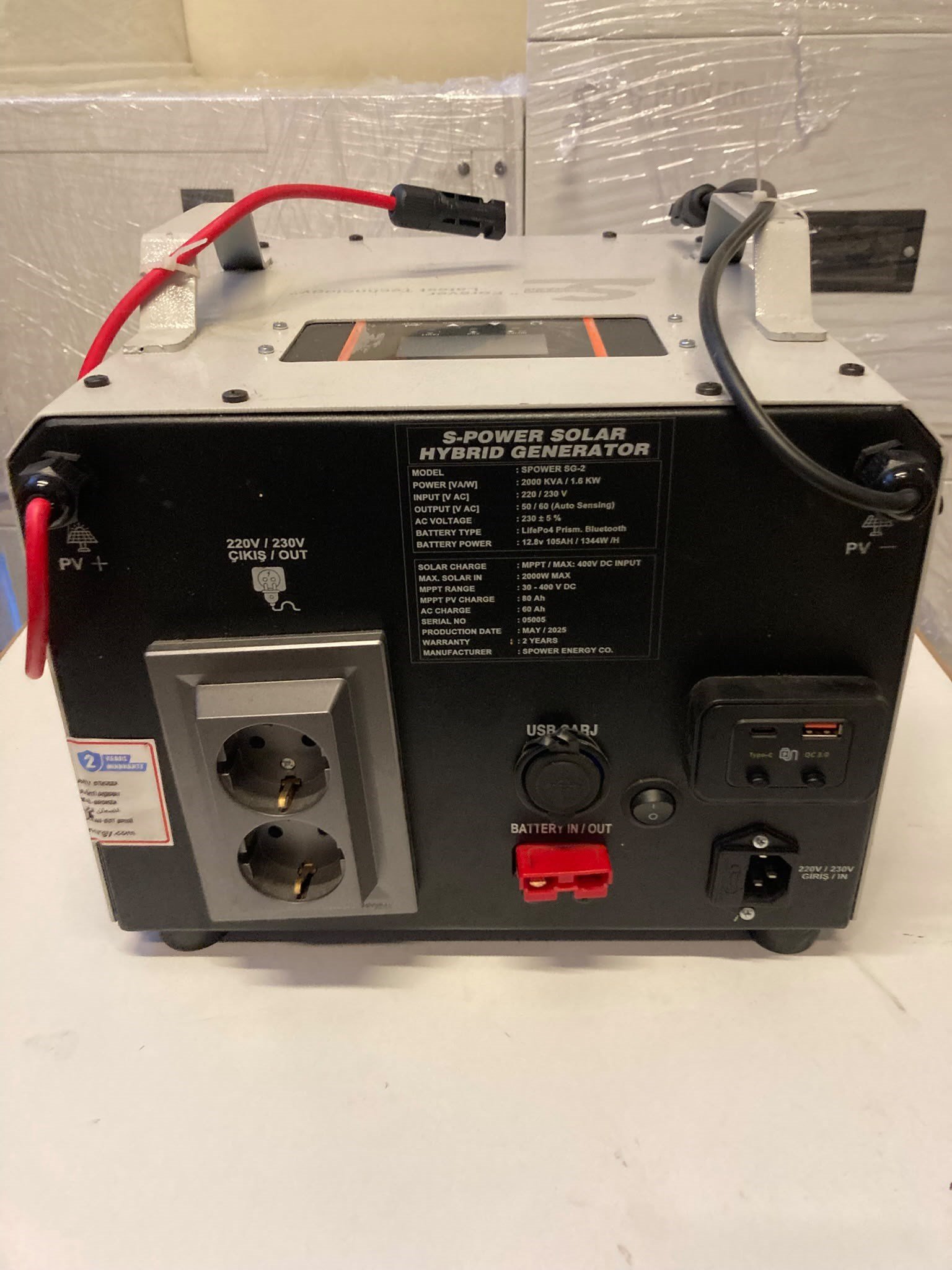 Spower SG-2 1.6KW Solar Hibrit Jeneratör 105AH Akülü (Outlet 2.)