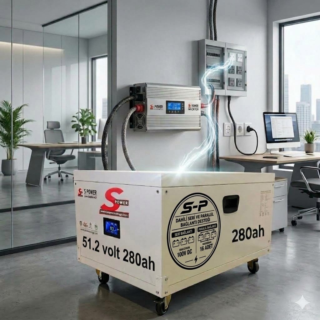 Spower SP Serisi 48V 280AH (51.2V) Lityum LiFePO4 Akü Bluetooth Serilenebilir Parallenebilir Akü