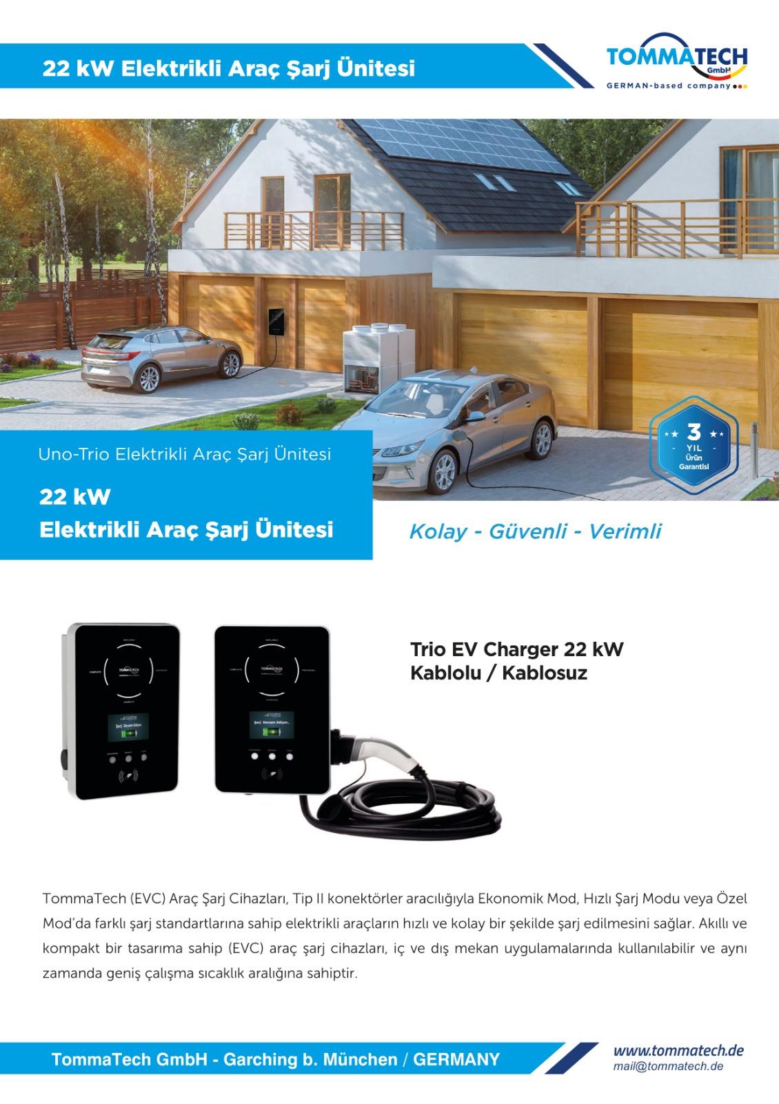 TommaTech Trio 22kW 3 Faz/400V Wifi&LCD
