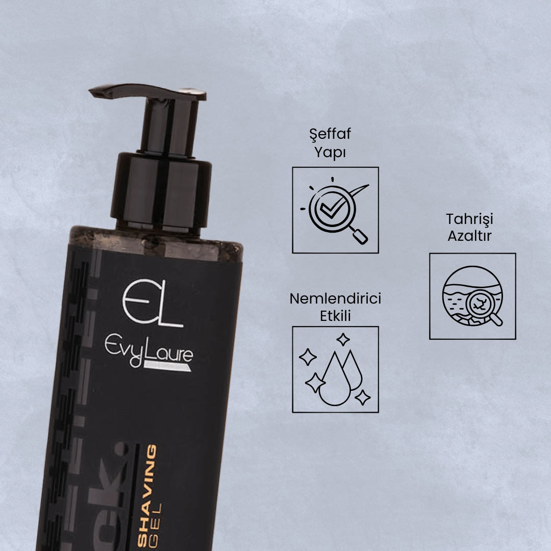 EvyLaure Blck. Shaving Gel | Tahriş Önleyici Nemlendirici | Şeffaf Tıraş Jeli -  200 ml