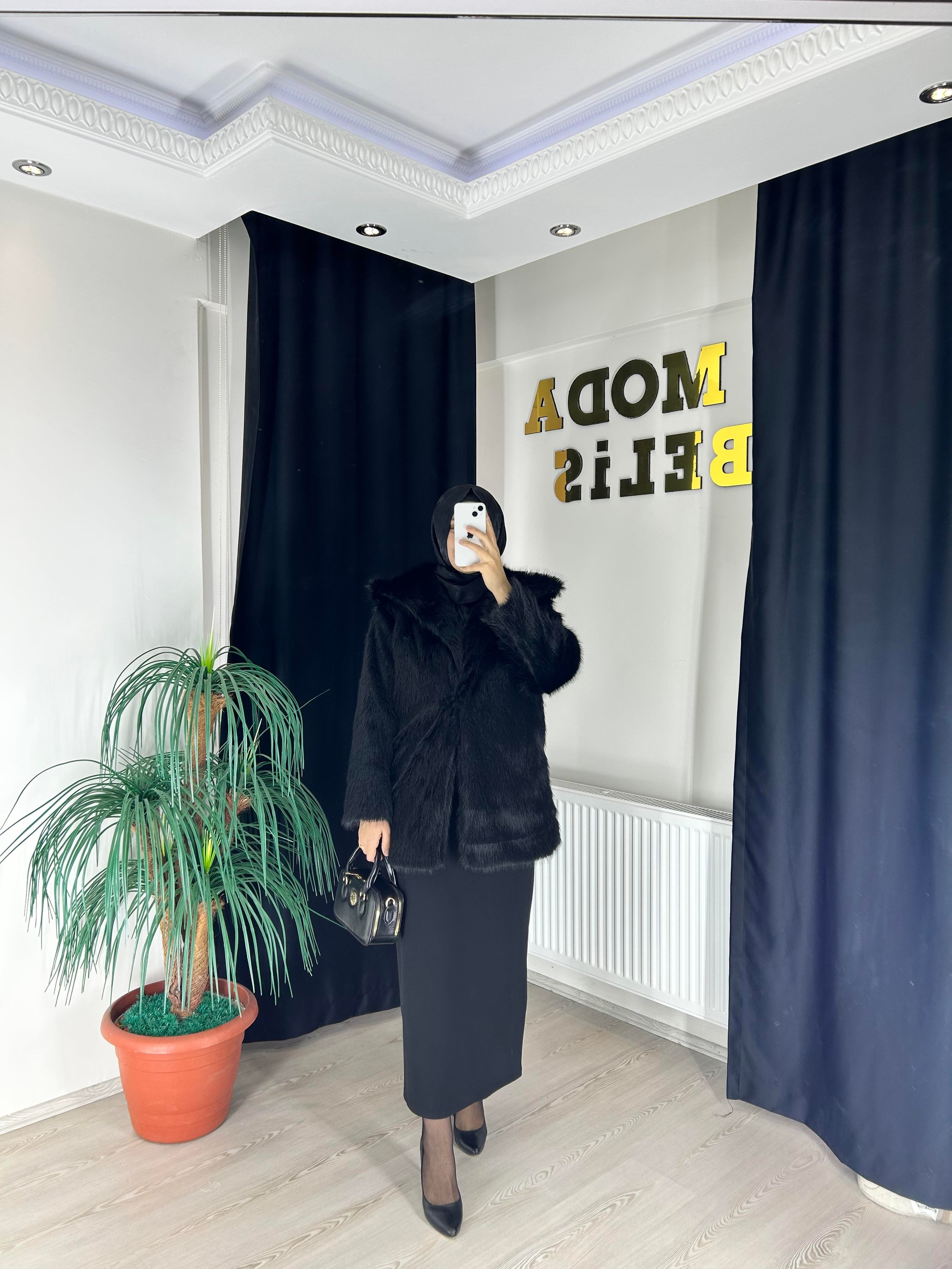 Luna Kürk Mont Siyah