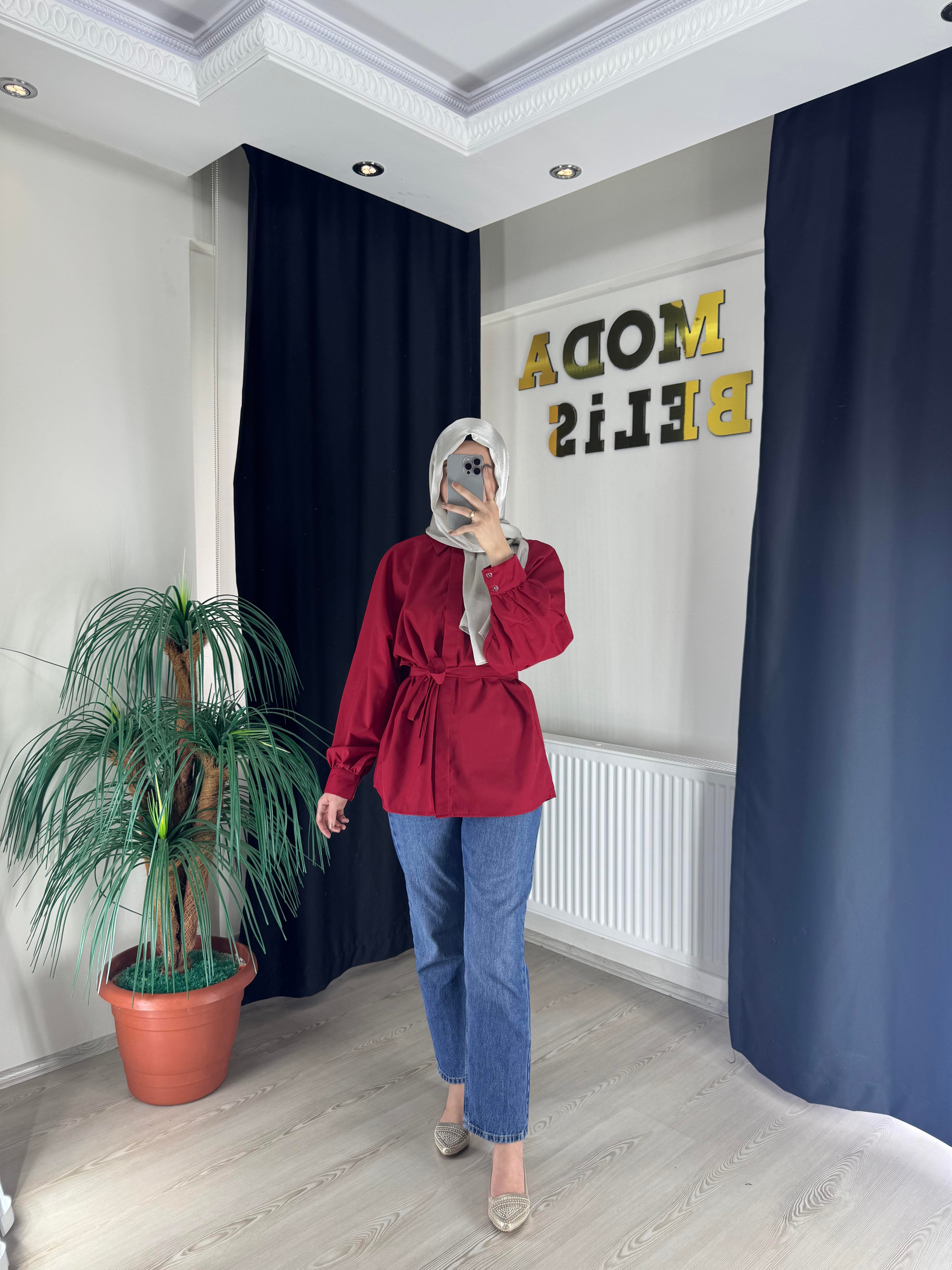 Manolya Gömlek - Kırmızı