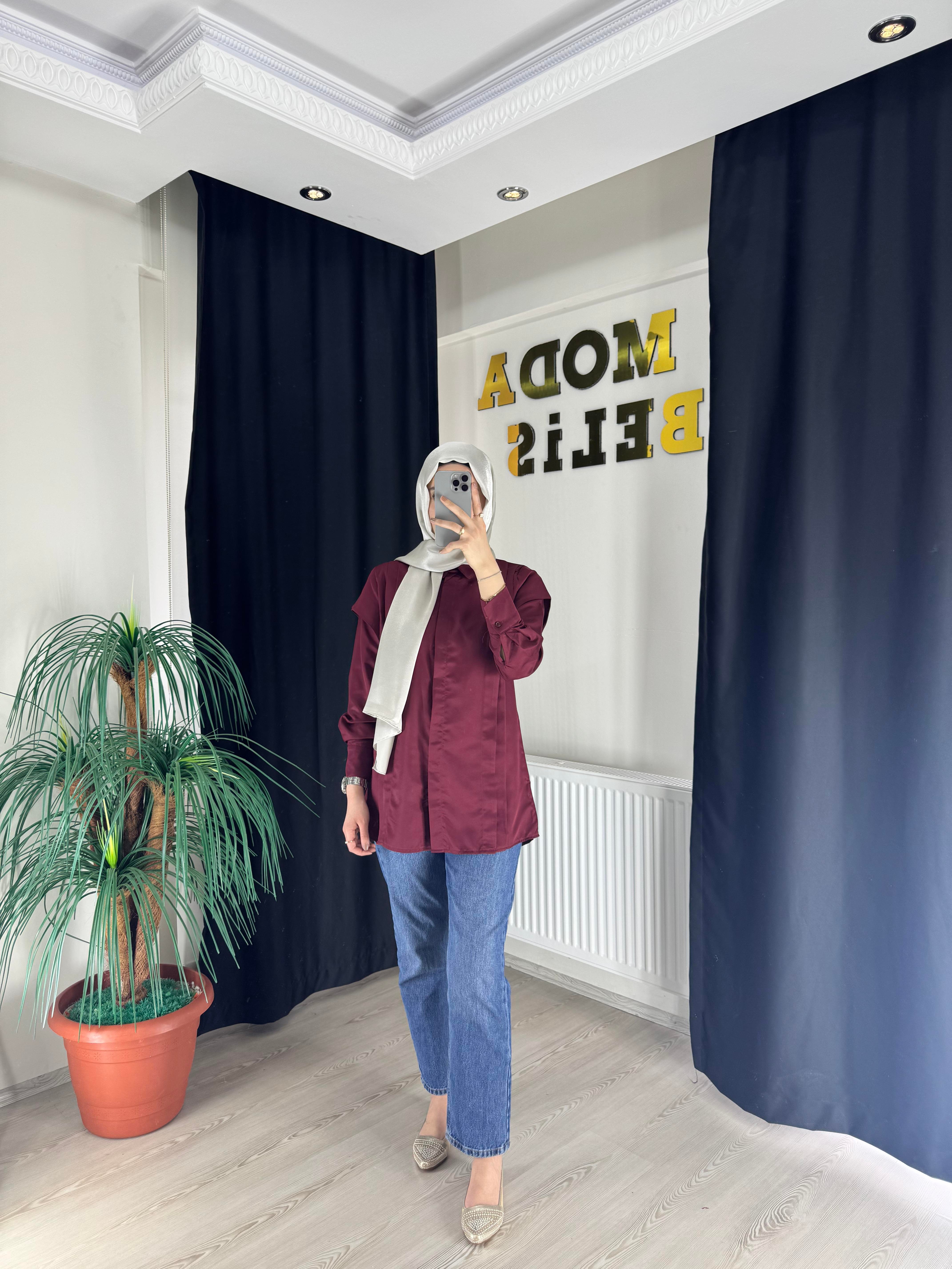 Nisa Gömlek - Bordo