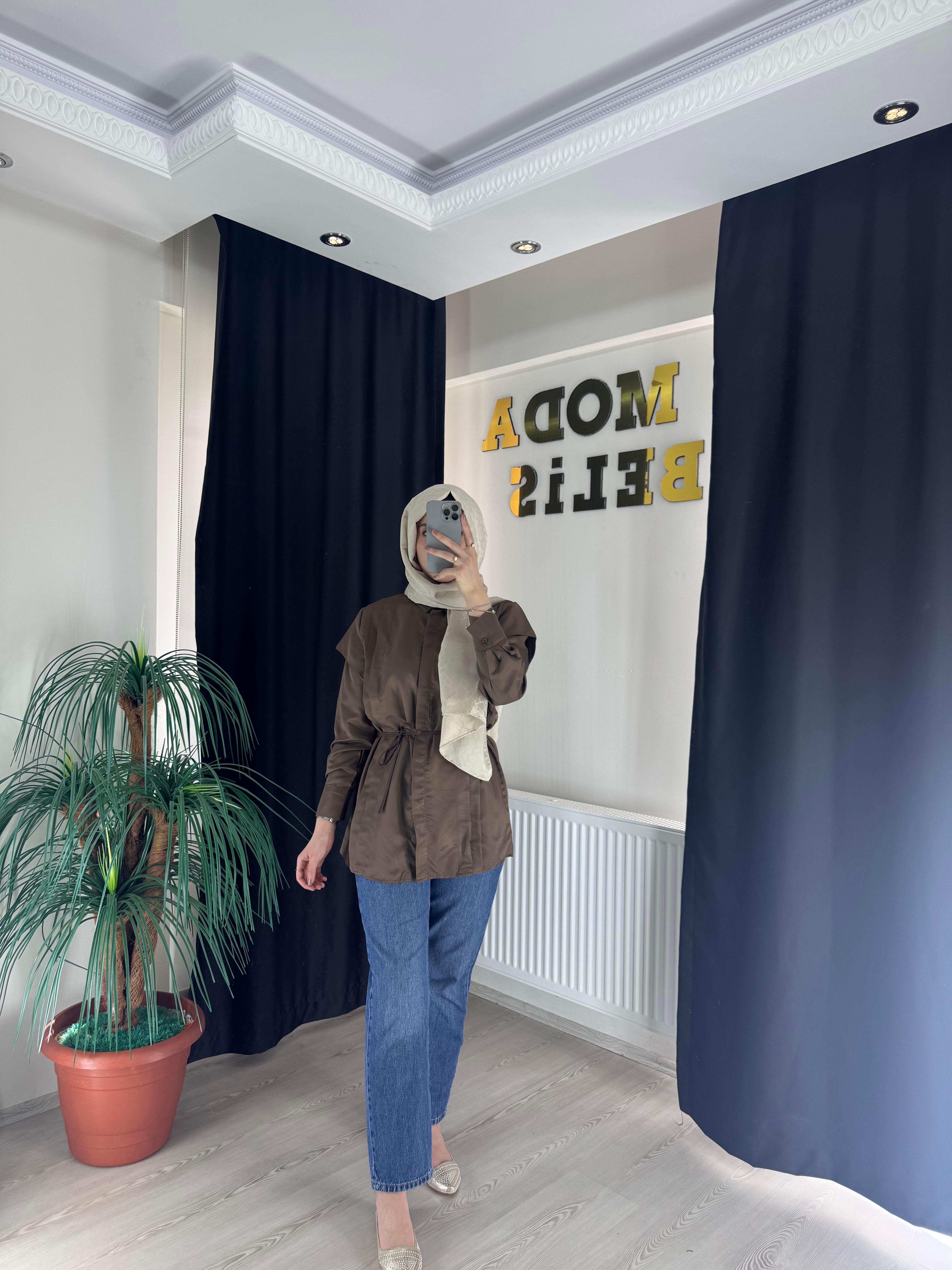 Nisa Gömlek - Koyu Kahve