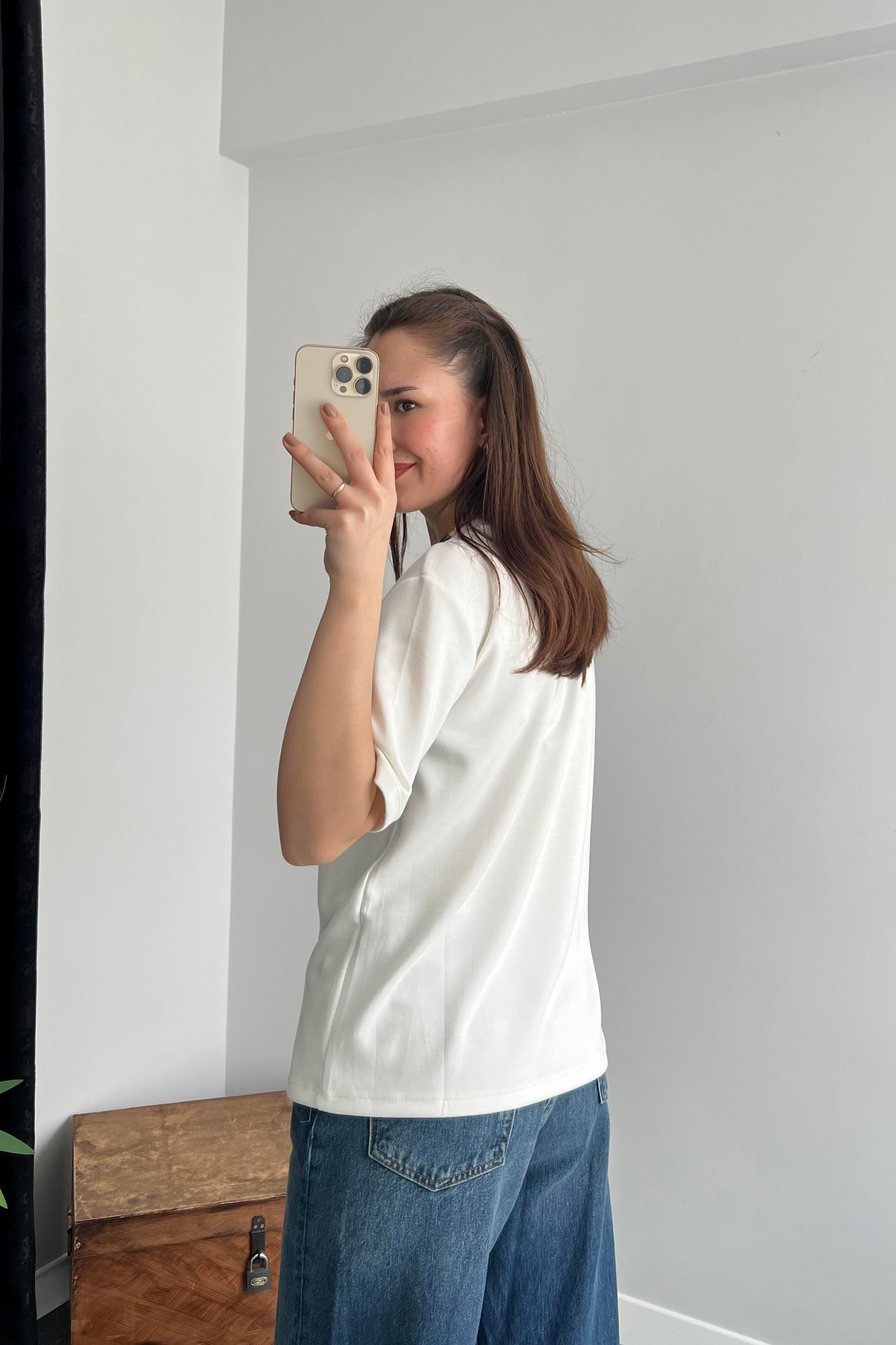Beyaz Oversize Modal T-shirt