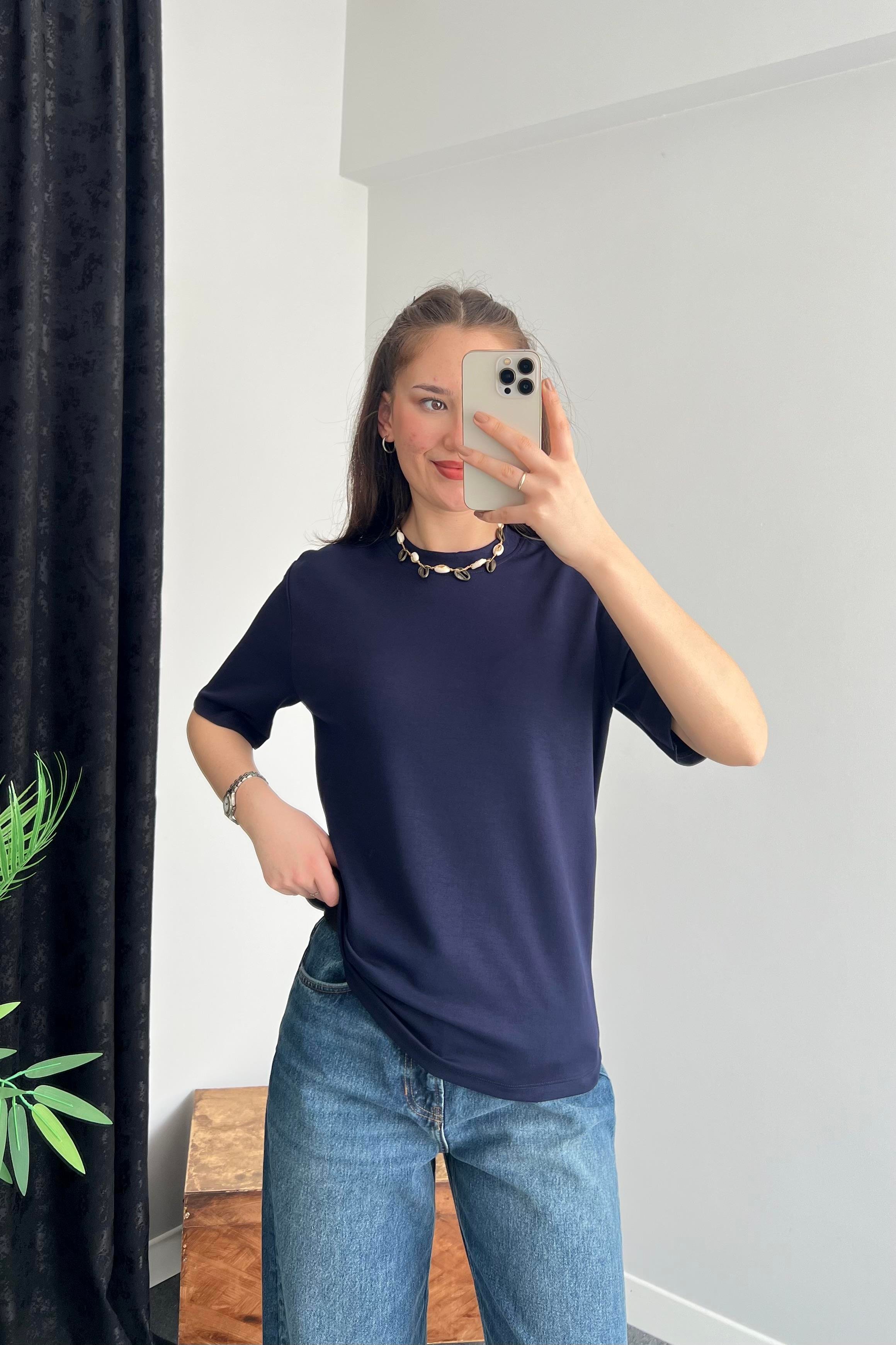 Lacivert Oversize Modal T-shirt
