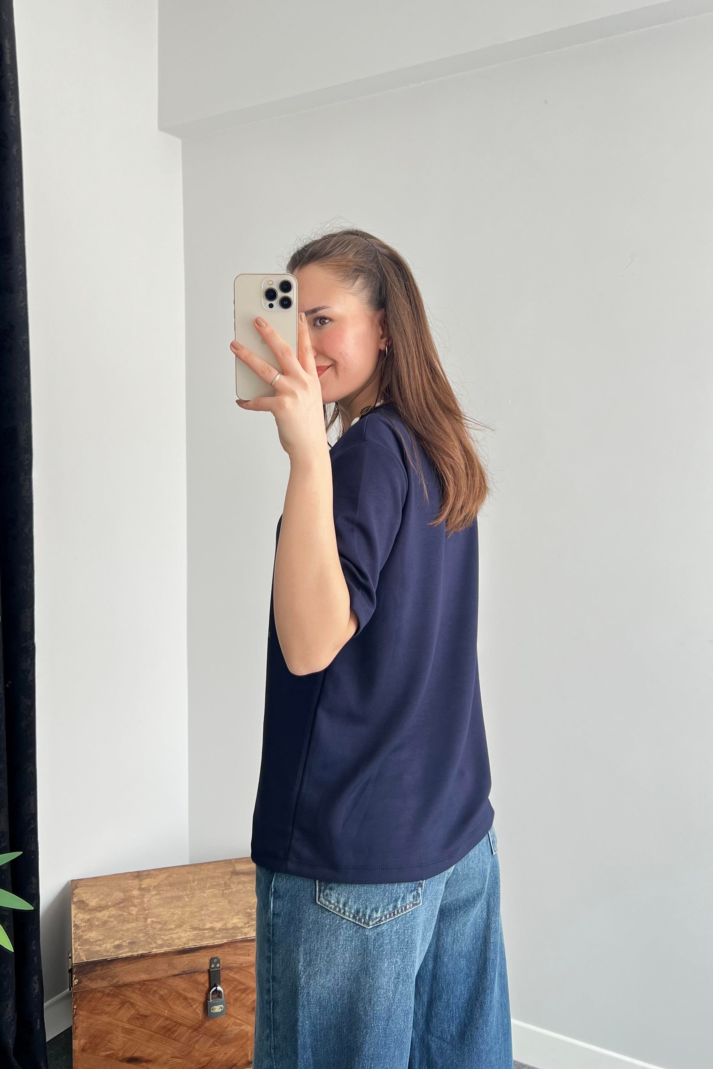 Lacivert Oversize Modal T-shirt