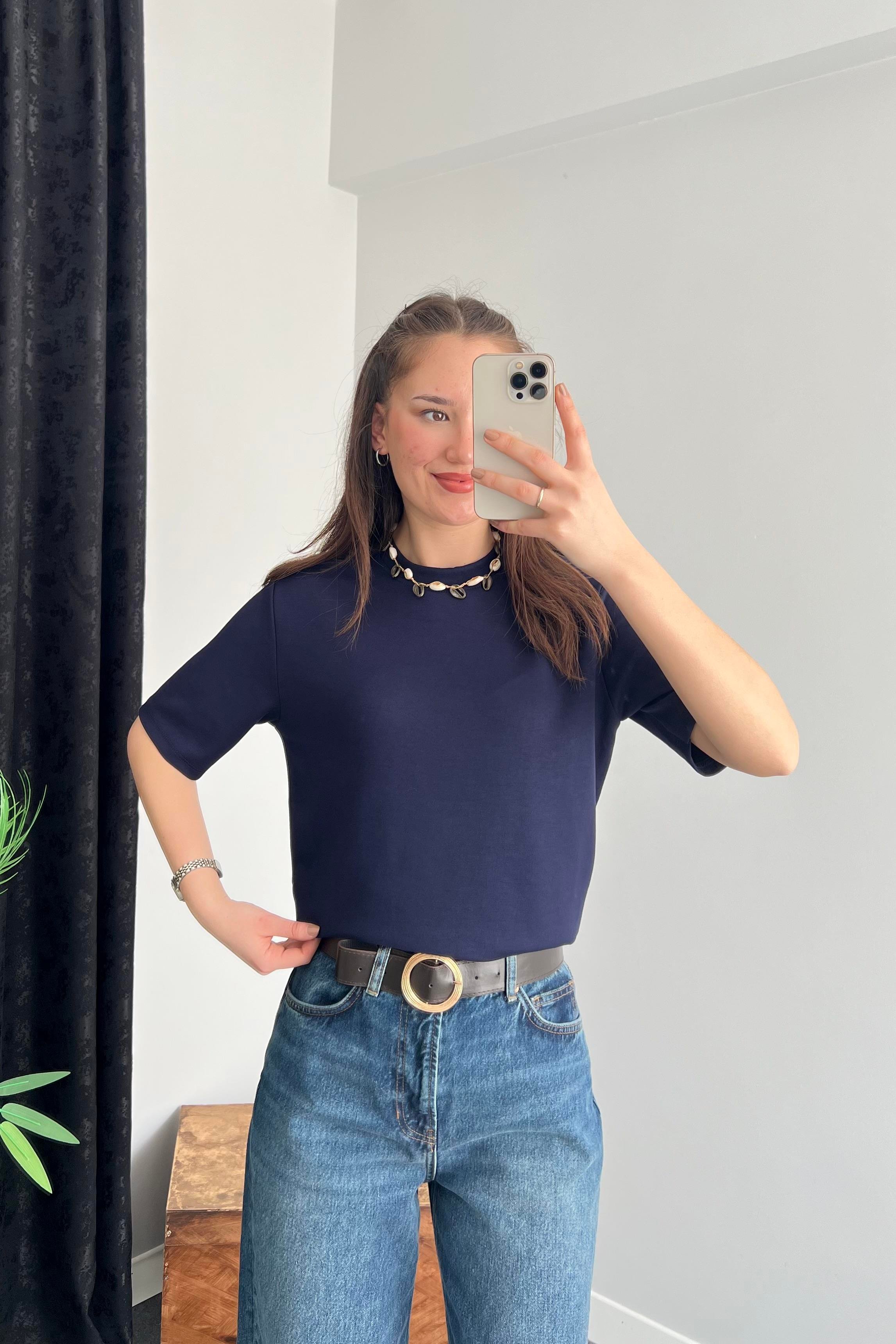 Lacivert Oversize Modal T-shirt