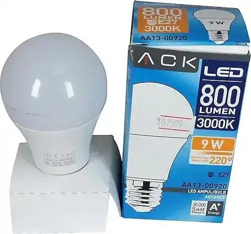 ACK AA13-00921 9W A60 4000K Led Ampul Sıcak Beyaz