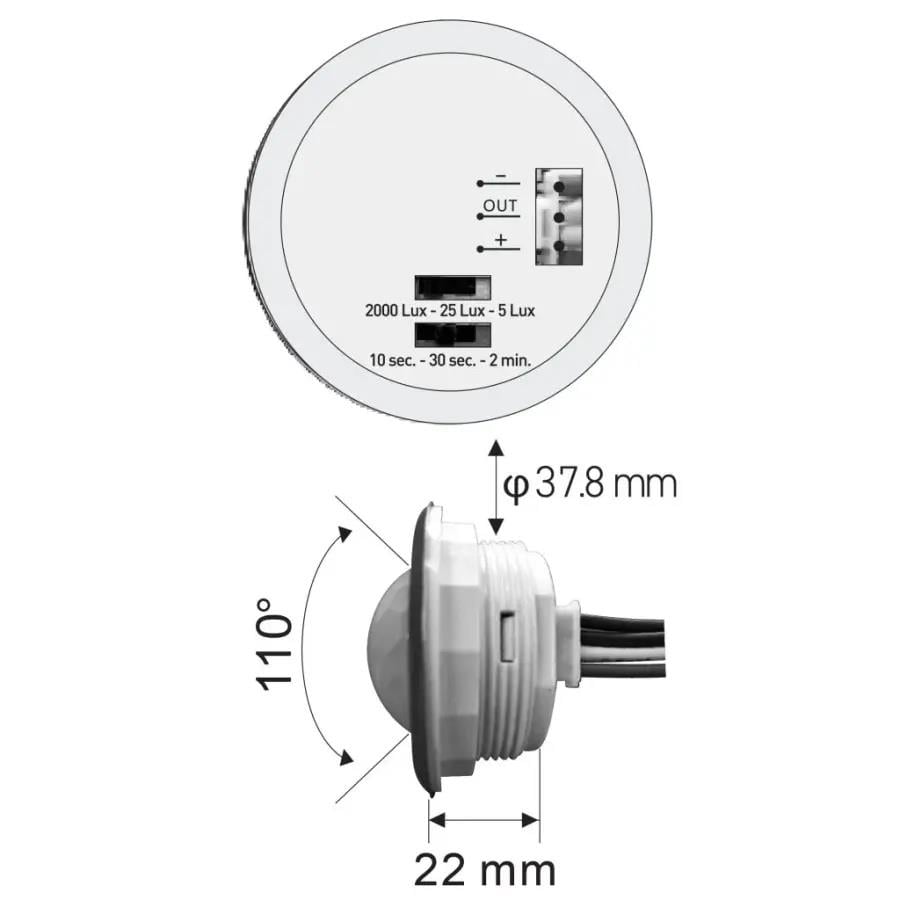 ACK AC18-00131 18W Sensörlü Led Tavan Armatürü Acil Kitli Siyah Kasa 6500K Beyaz Işık