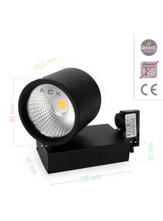 ACK AD30-04001 30W Led Monofaze Ray Armatürü Beyaz COB 3000K Günışığı