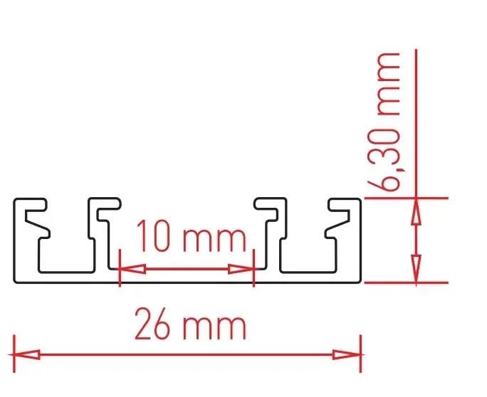 ACK AD45-91002 2 Metre Siyah Slim Magnet Ray Sıva Üstü