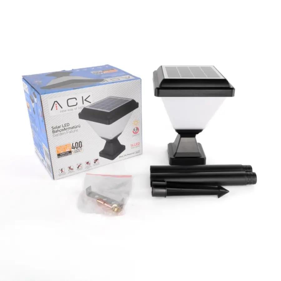 ACK AG60-06801 8W/h Solar Led Bahçe Armatürü Kare 3000K Günışığı