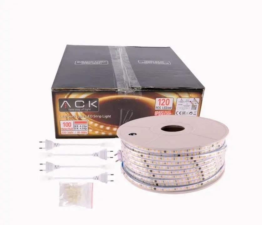 ACK AS01-01508 10W/mt 220V 120 Ledli Şerit Led Amber Işık IP65