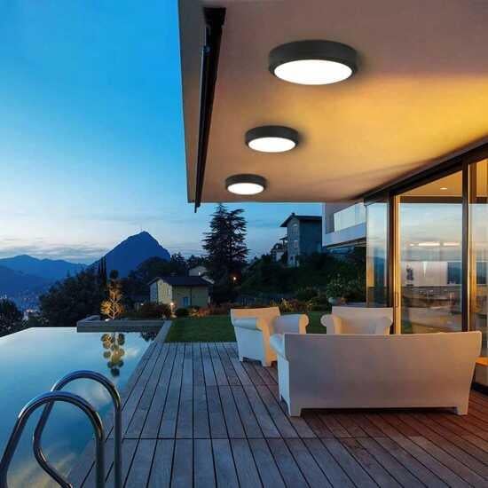 ACK AT10-51831 18W Siyah Led Tavan ve Duvar Armatürü 6500K Beyaz Işık IP65