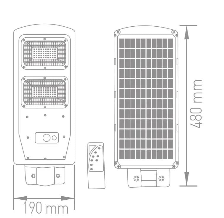 ACK AT42-06031 60W Solar Sokak Armatürü 900 Lümen 6500K Beyaz Işık IP65