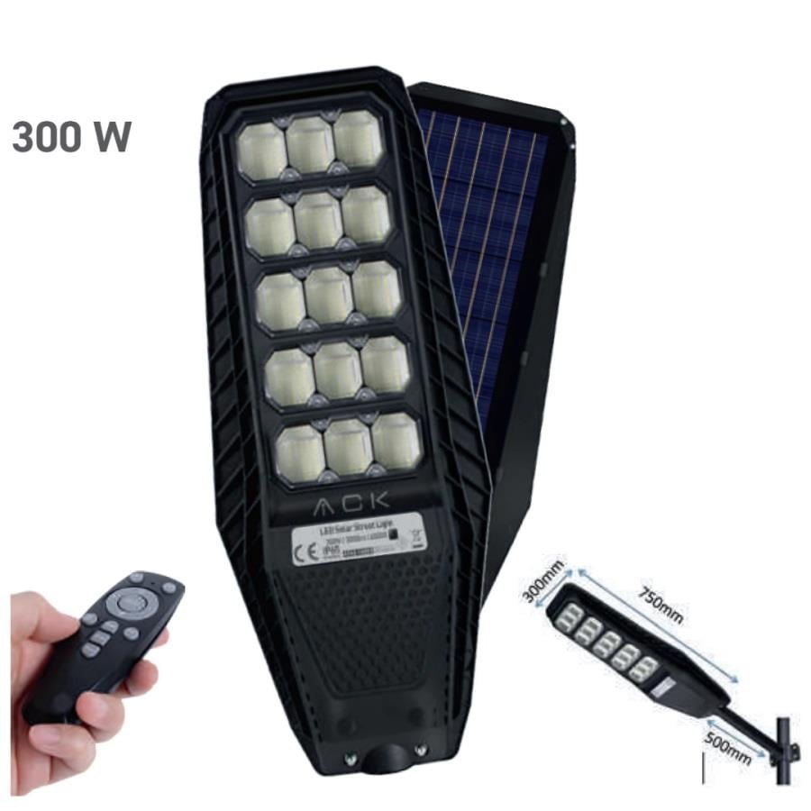 ACK AT42-16031 300W Solar Sokak Armatürü 6500K Beyaz Işık IP65