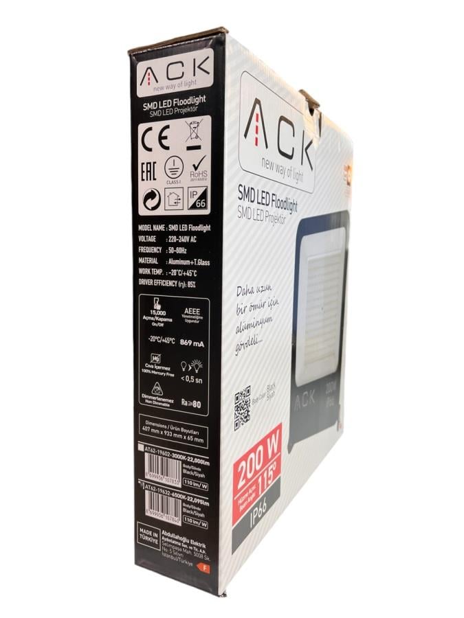 ACK AT62-19632 200W Led Projektör 6500K Beyaz Işık