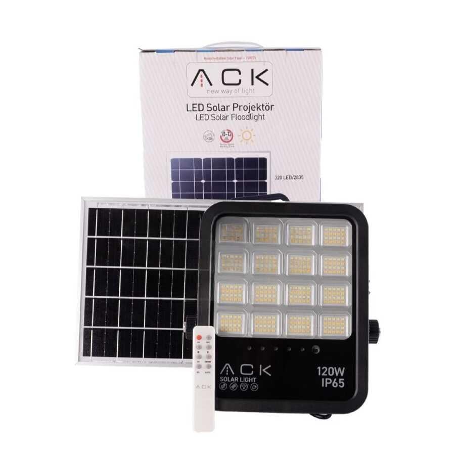 ACK AT66-19192 120W Solar Led Projektör 6500K-4000K-3000K Ayarlanabilir Işık