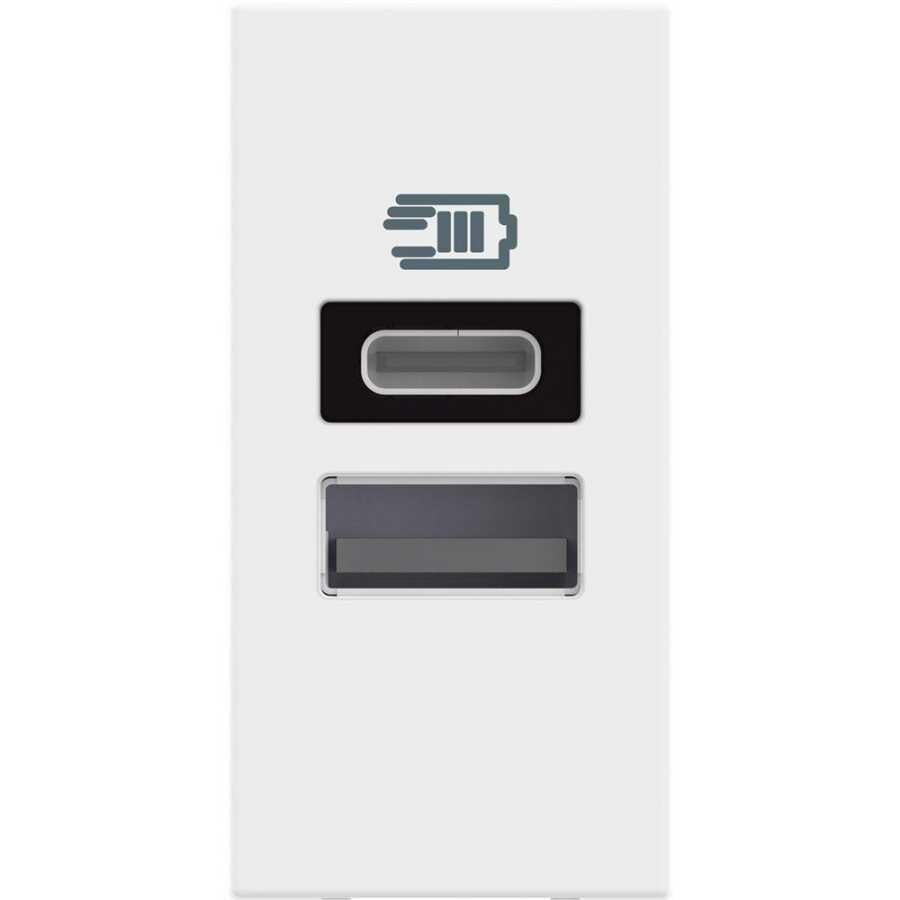 Bticino Classia USB Şarj Prizi Type C ve A 1M Siyah