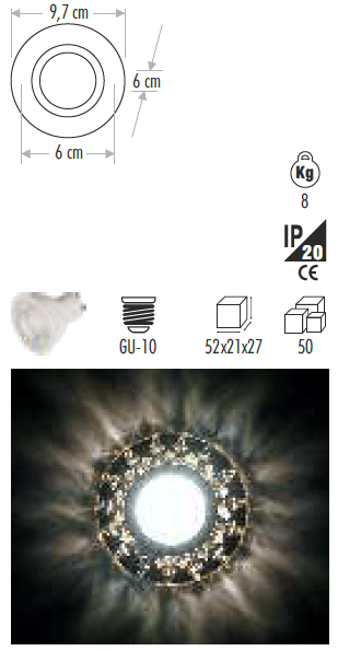 Cata CT-6599 Açelya Dekoratif Cam Spot Günışığı Led Çerçeveli