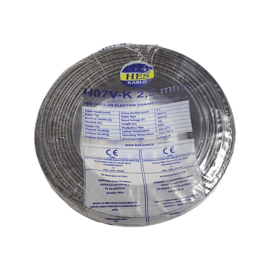 Hes Nyaf Kablo 2,5 mm² Siyah ( H07v-K )