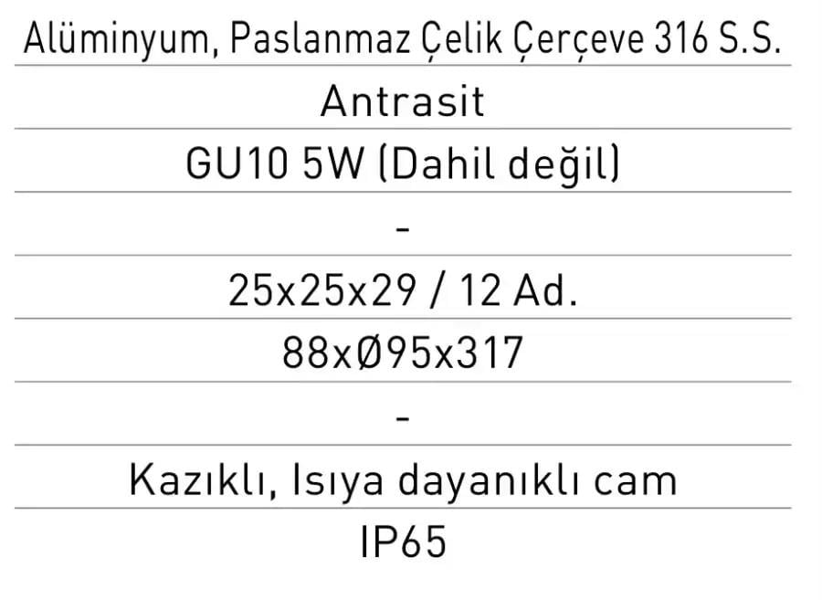 Jupiter JG655 Bahçe Spot Gu-10 Duylu