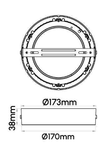 Lamptime 16W Sıva Üstü Slim Downlight 6500k Yuvarlak Siyah Gövde