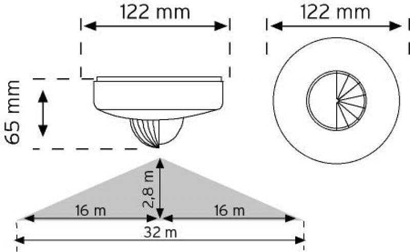 Nade 10467 360° Tavan Tipi Sıvaüstü Koridor Hareket Sensörü (İki Gözlü)