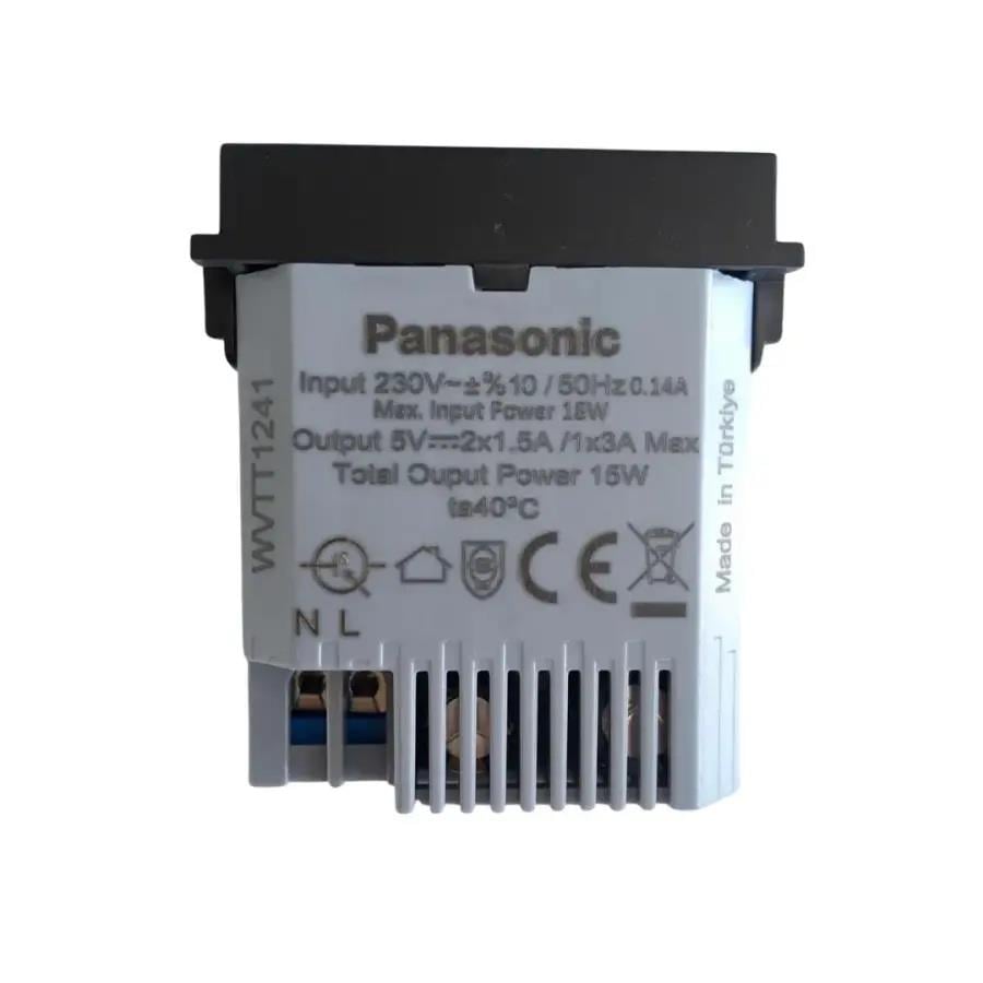 Thea Panasonic Modüler Siyah Usb Type A+C 5V 3A Mekanizma+Kapak
