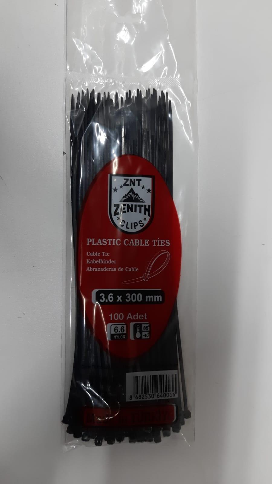 Zenith 3,6x300 Siyah Kablo Bağı & Plastik Kelepçe & Cırt Kelepçe 100 Adet (paket)