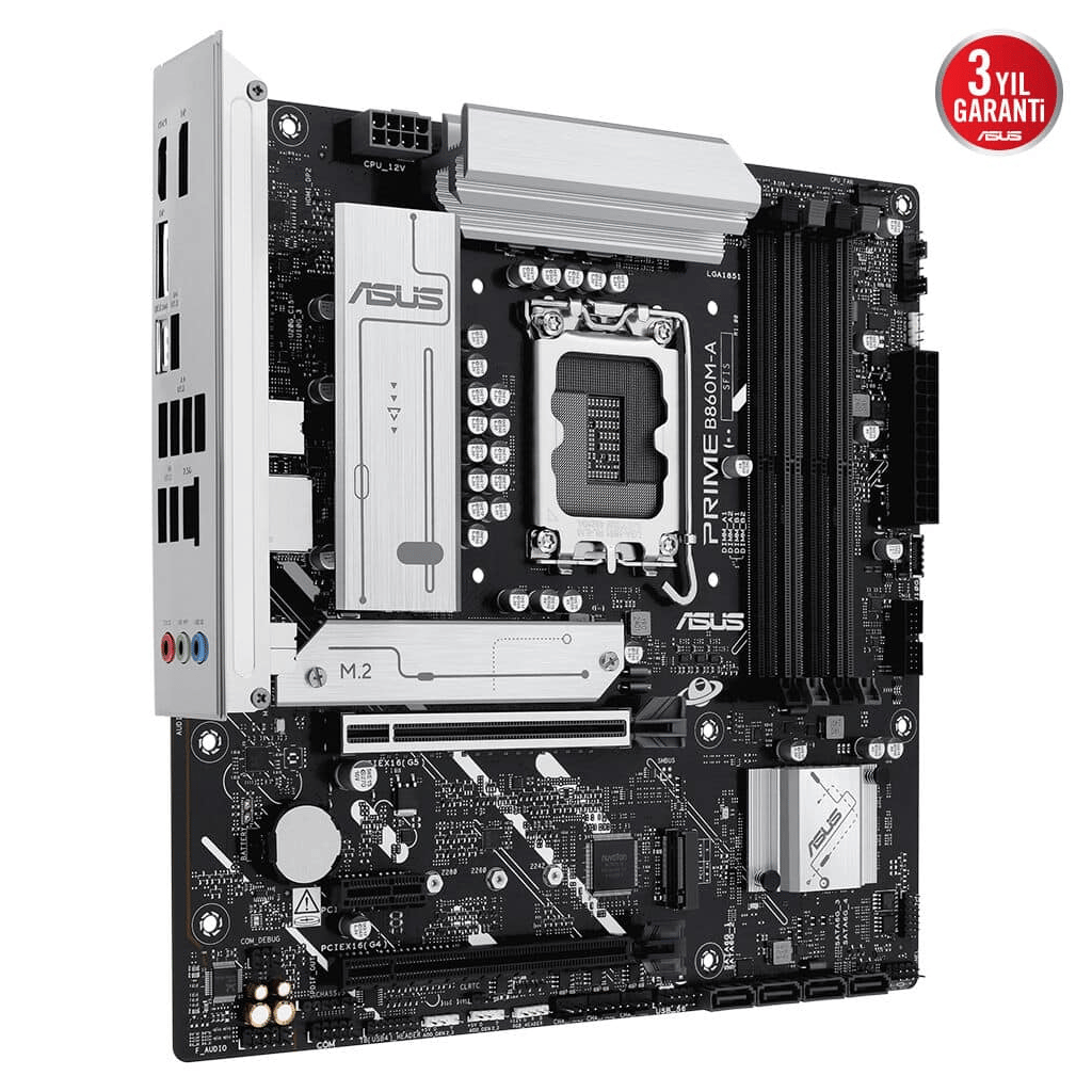 ASUS PRIME B860M-A-CSM, 8666MHz, 4xDDR5 2xM.2, HDMI, 2xDP, Type-C, Intel Core Ultra CPU(Seri 2), LGA1851 Soket Anakart