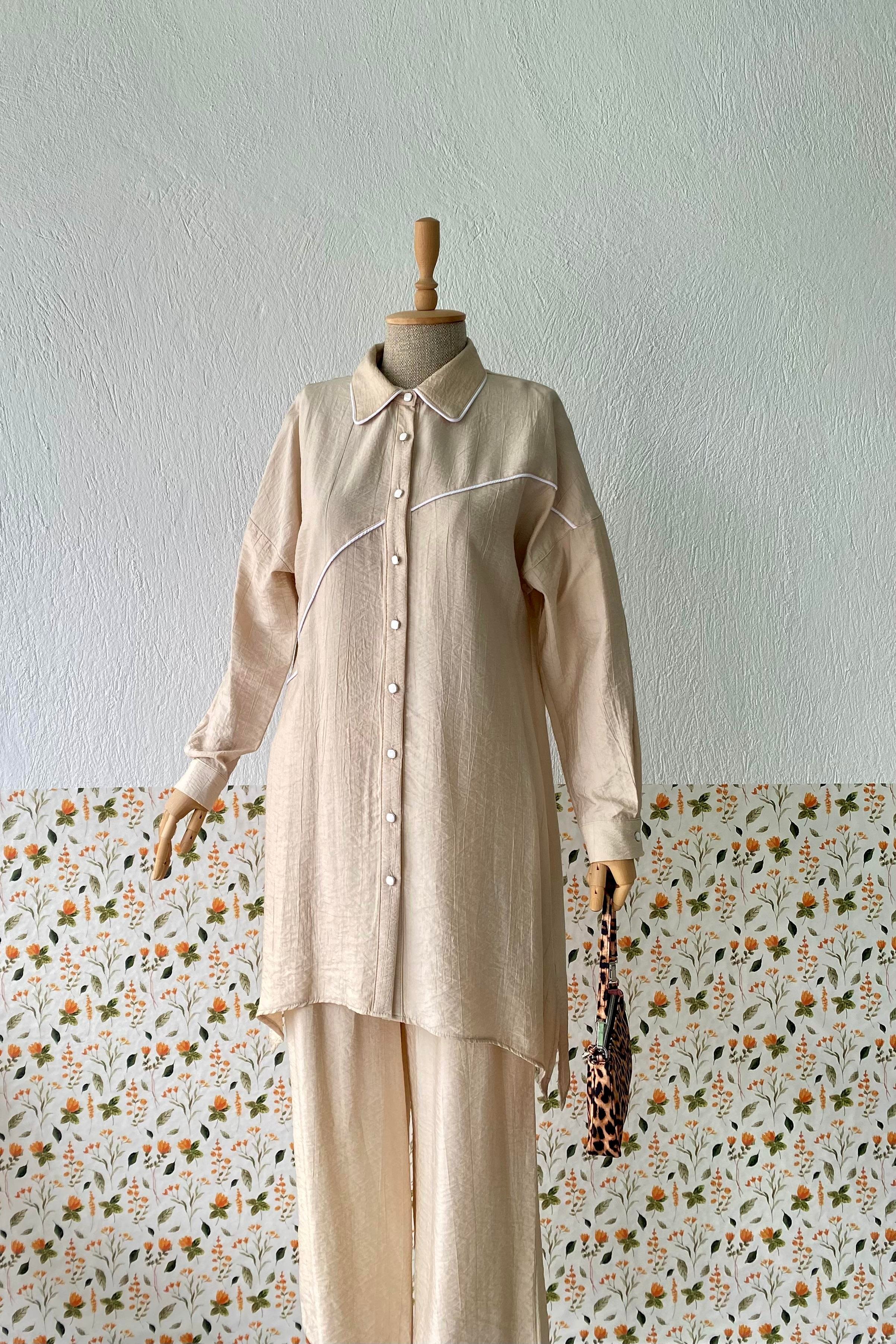 Biyeli İkili Takım Bej