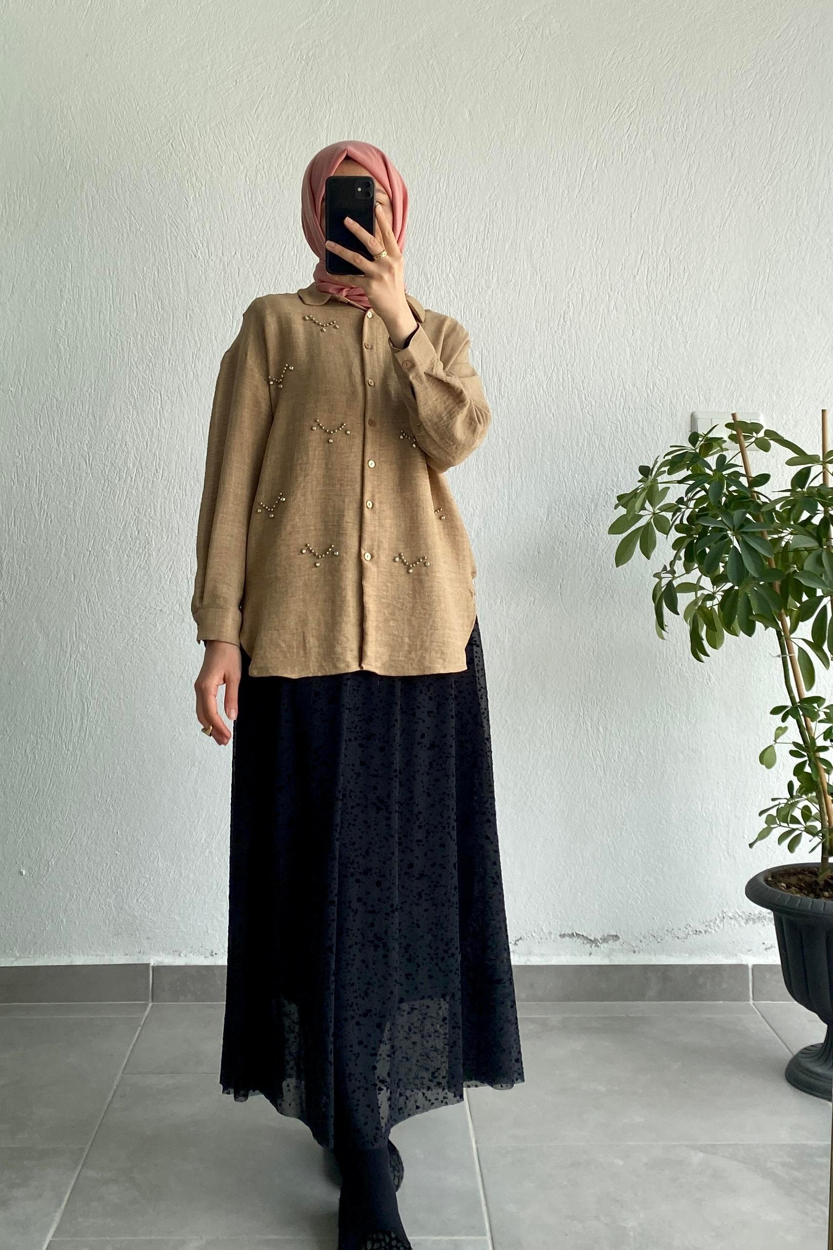 Boncuk İşlemeli Gömlek