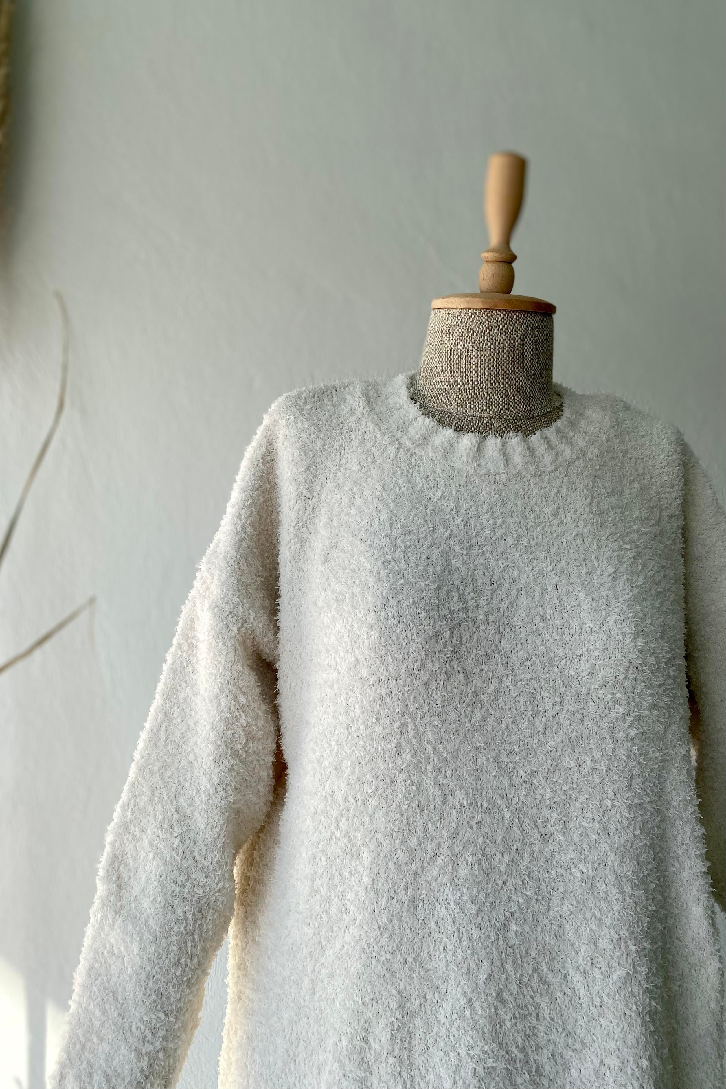 Buklet Triko Elbise Ekru