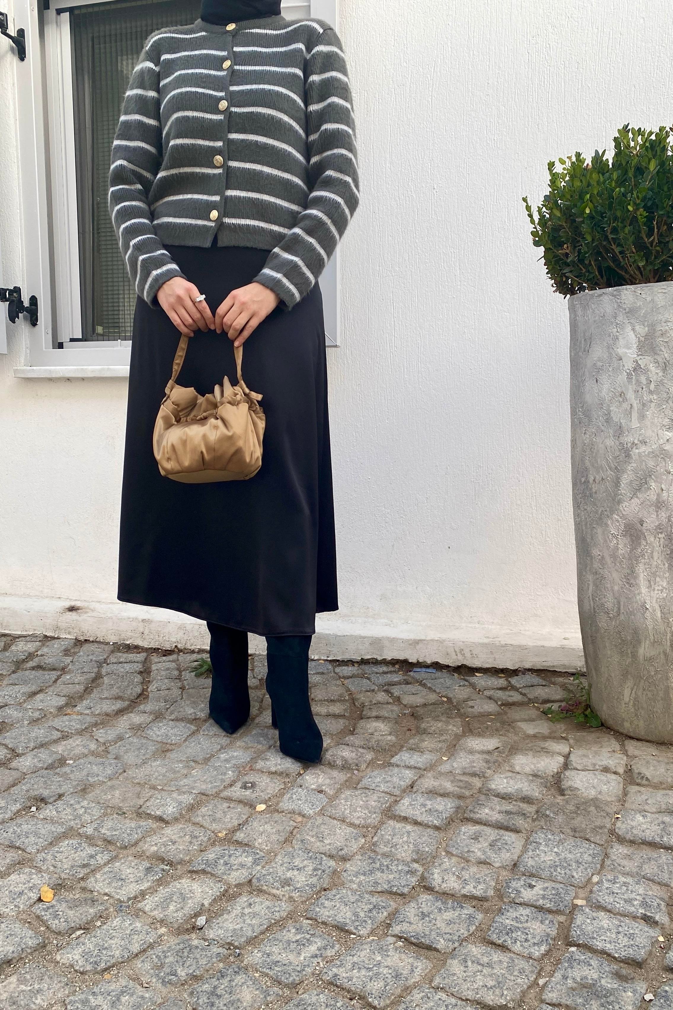 Çizgili Crop Hırka