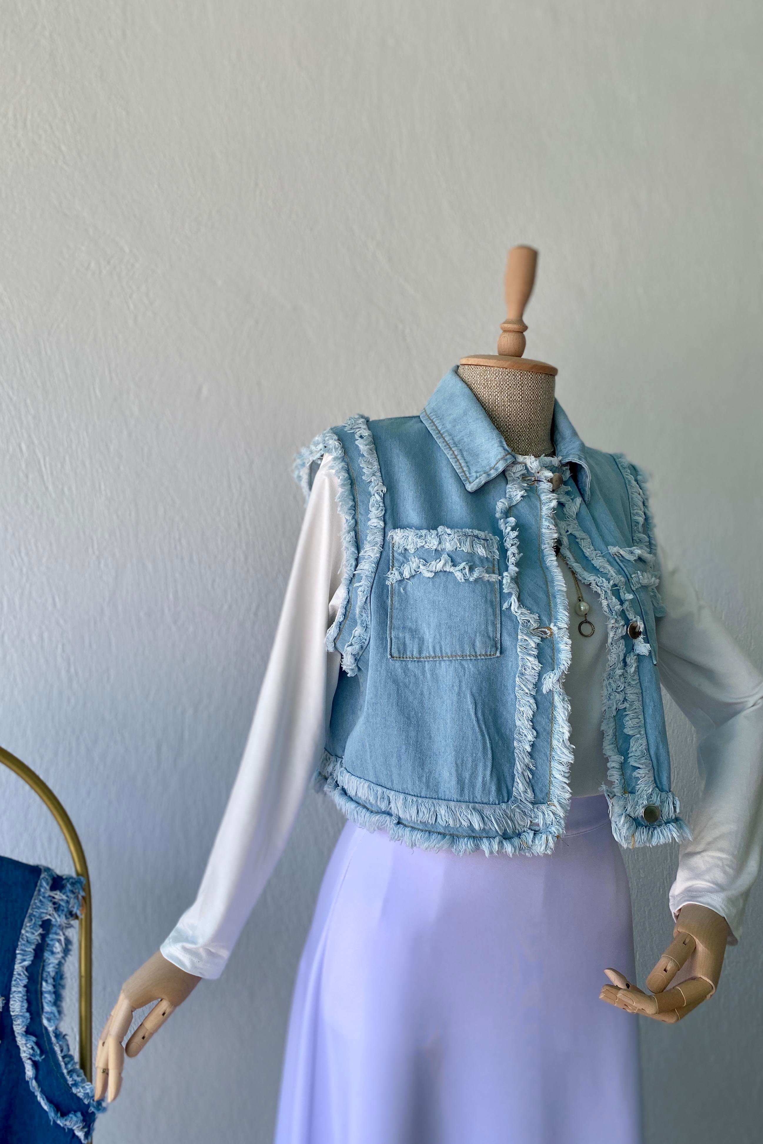 Denim Yelek Açık Mavi