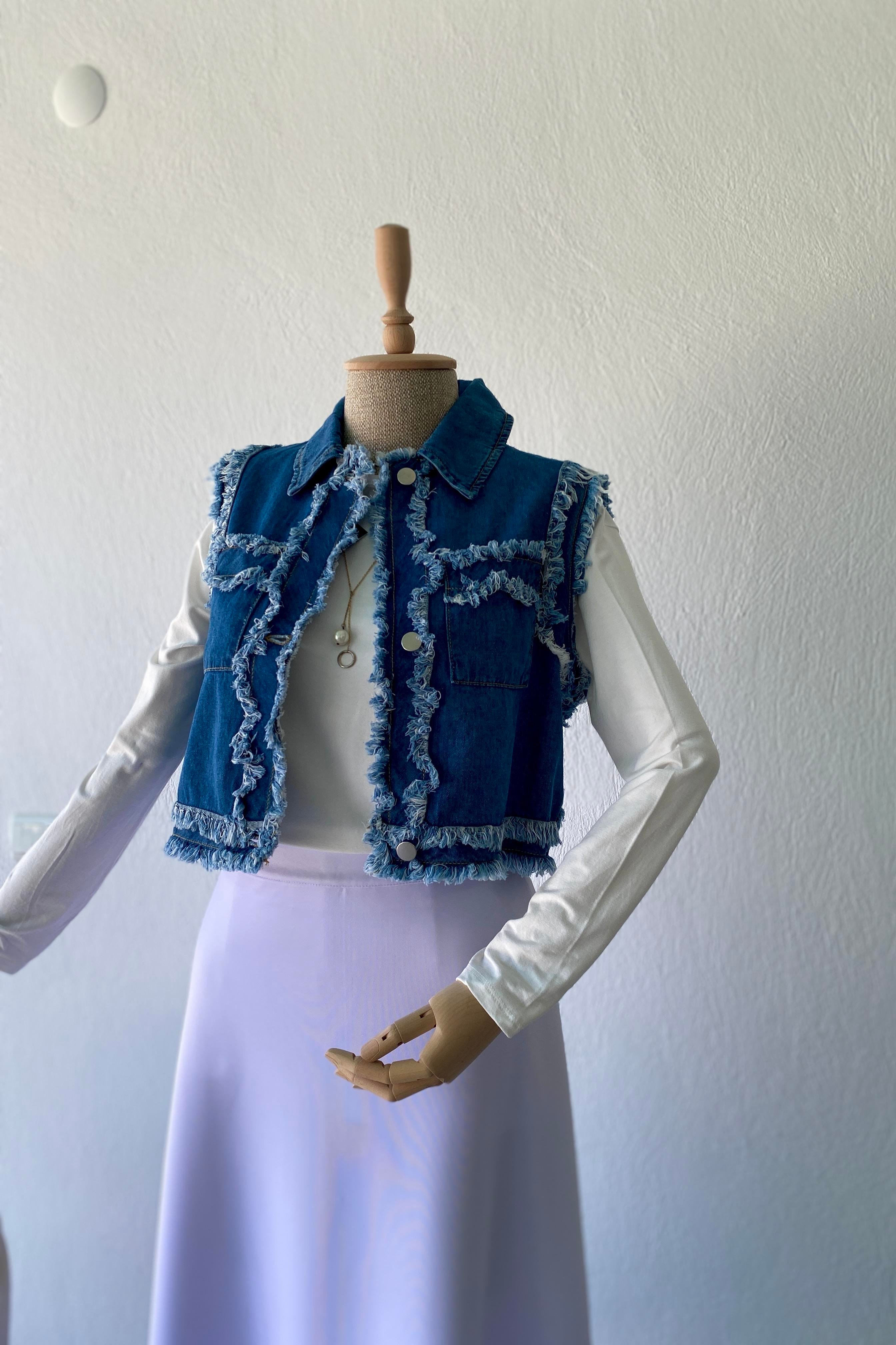 Denim Yelek Koyu Mavi